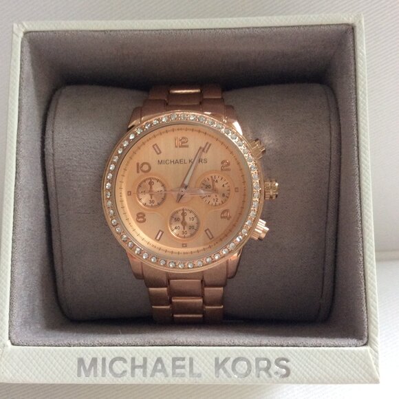 NWT Michael Kors Ritz Pavé Rose Gold-Tone Watch MSRP $365 - Picture 5 of 6